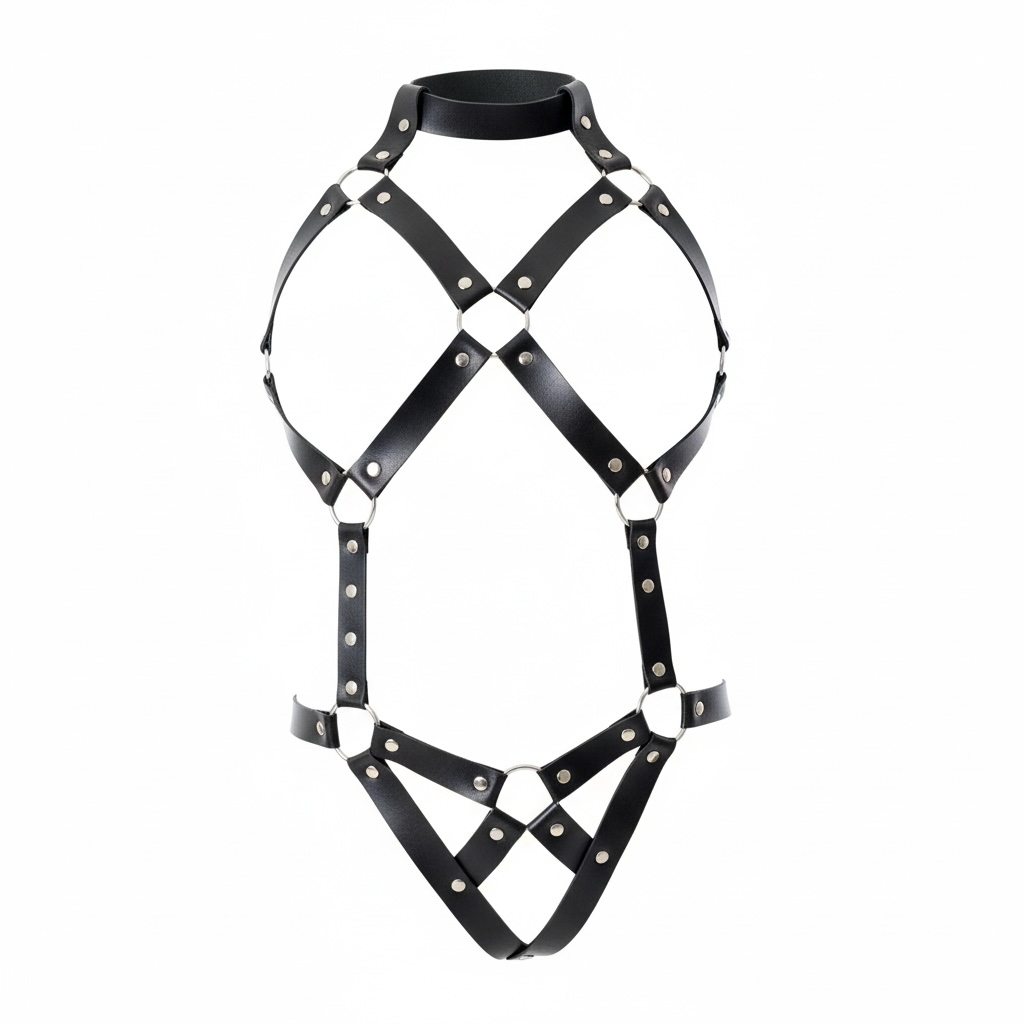 Faux Leather Erotic Harness – Power, Desire, and Seduction A077