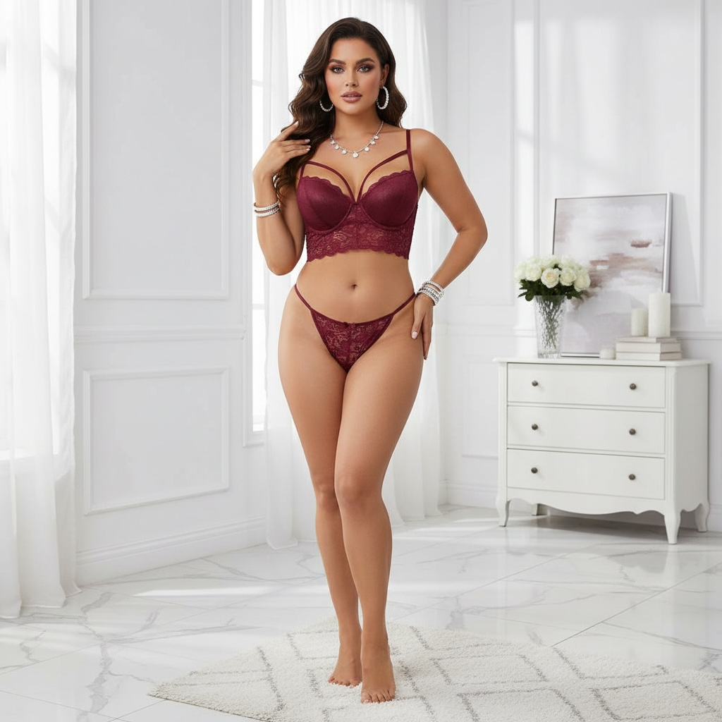 Lace Lingerie Set with Strappy Details | Sexy & Sophisticated Women’s Lingerie CON90