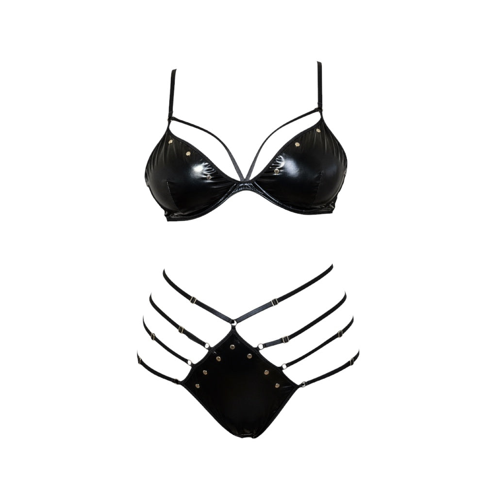 Plus Size Vinyl Lingerie Set with Adjustable Straps | Bold & Sexy Curvy Style CON93