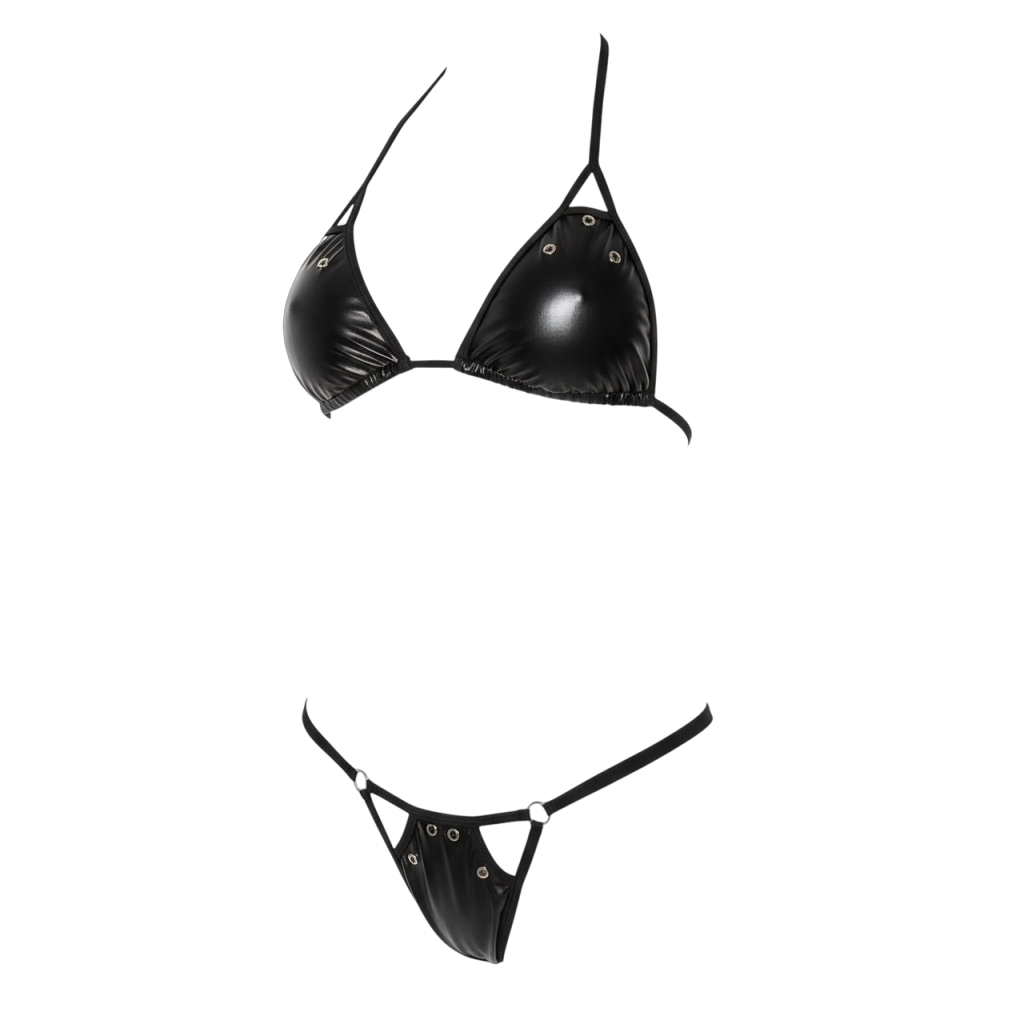 Shiny Vinyl Lingerie Set – Bold Style for Passionate Nights CON34