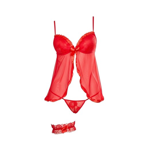 Sheer Lace Babydoll Set – Seductive Lingerie for Confident Women BCA3
