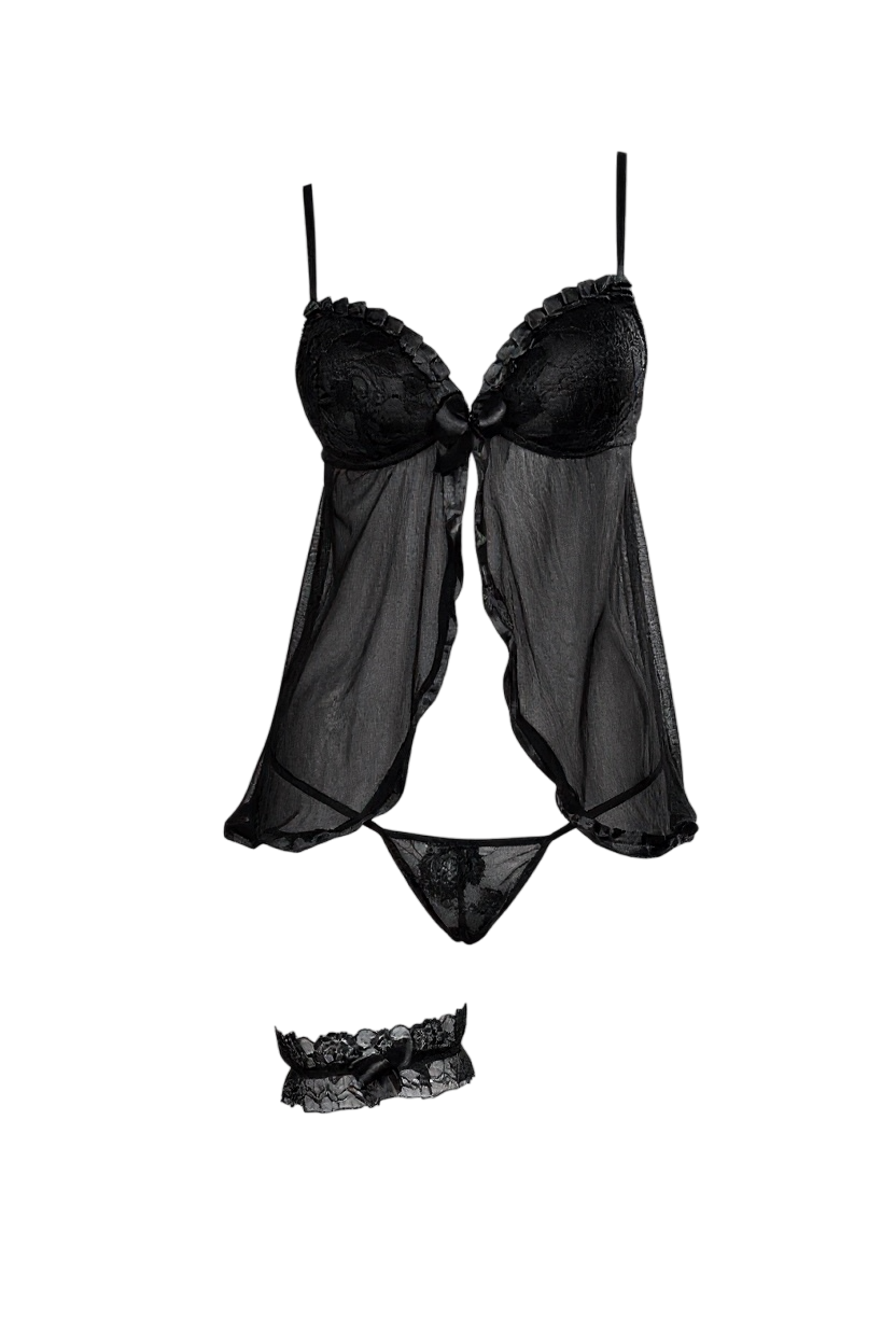 Sheer Lace Babydoll Set – Seductive Lingerie for Confident Women BCA3