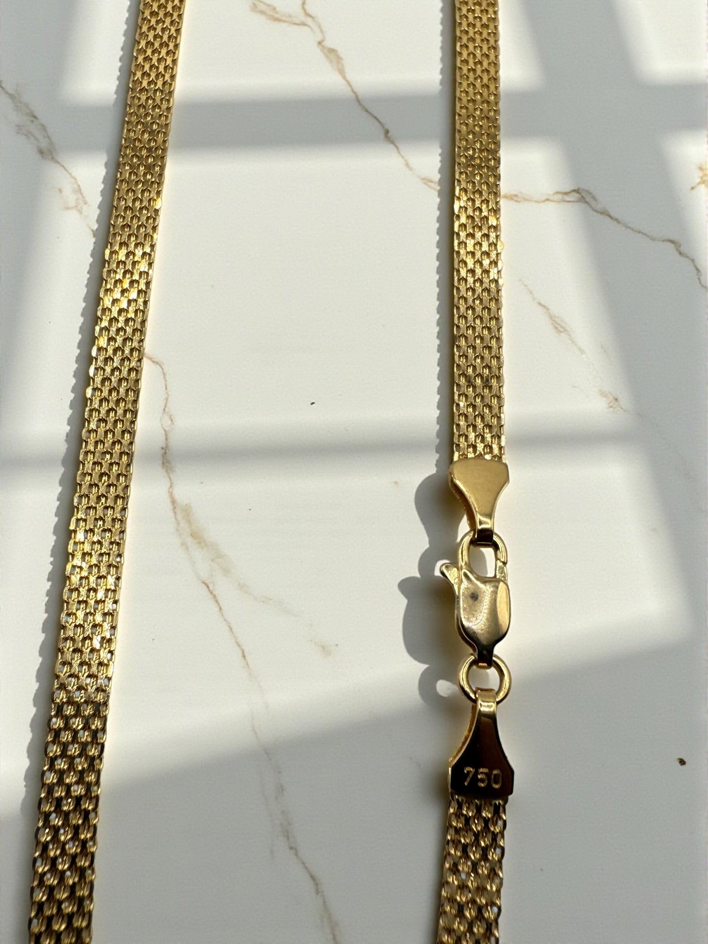 18K Italian Gold Mirror Link Chain (50cm/20") - Premium Jewelry