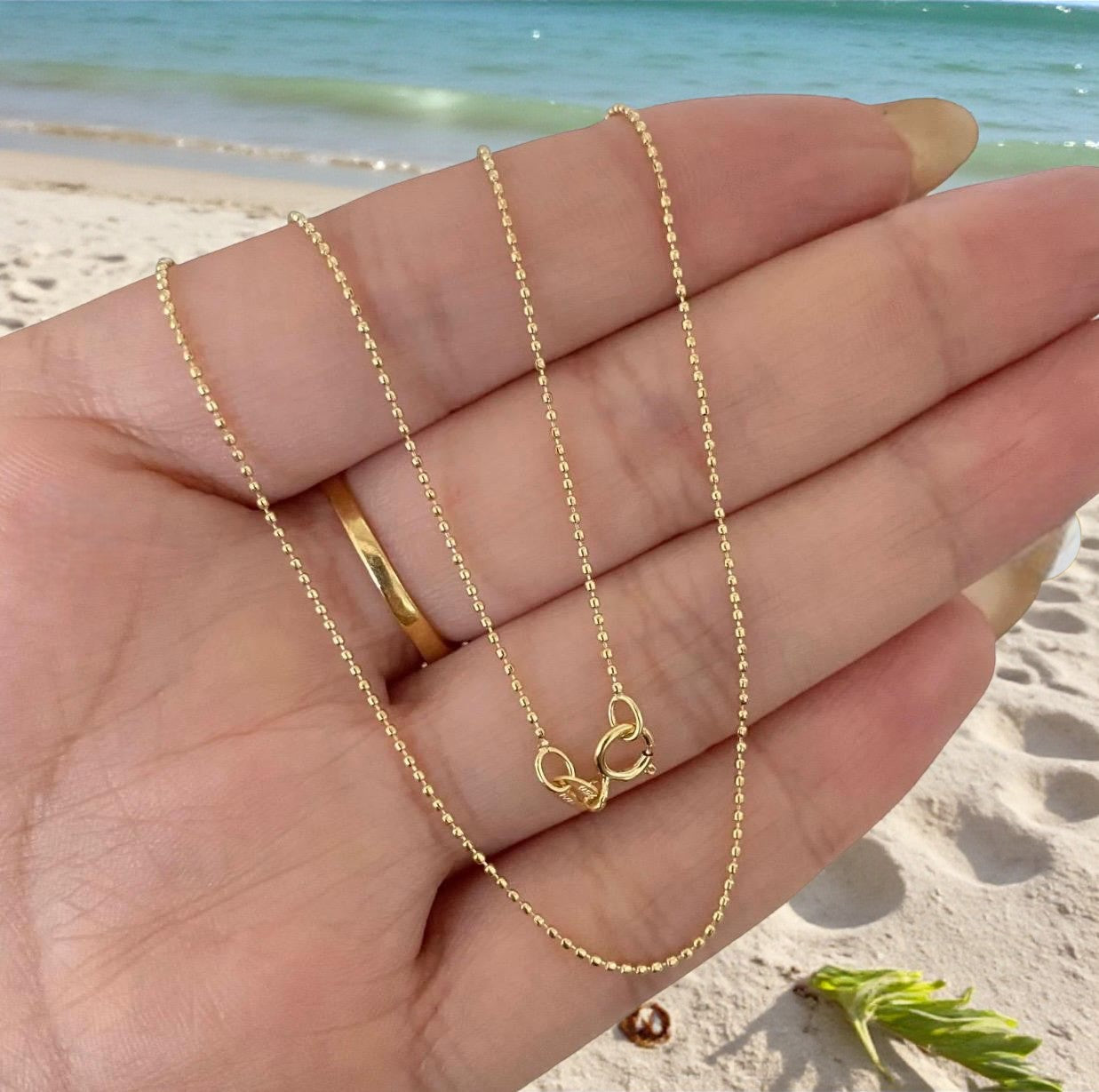 18K Italian Gold Military Link Chain - 16" (1.68g)